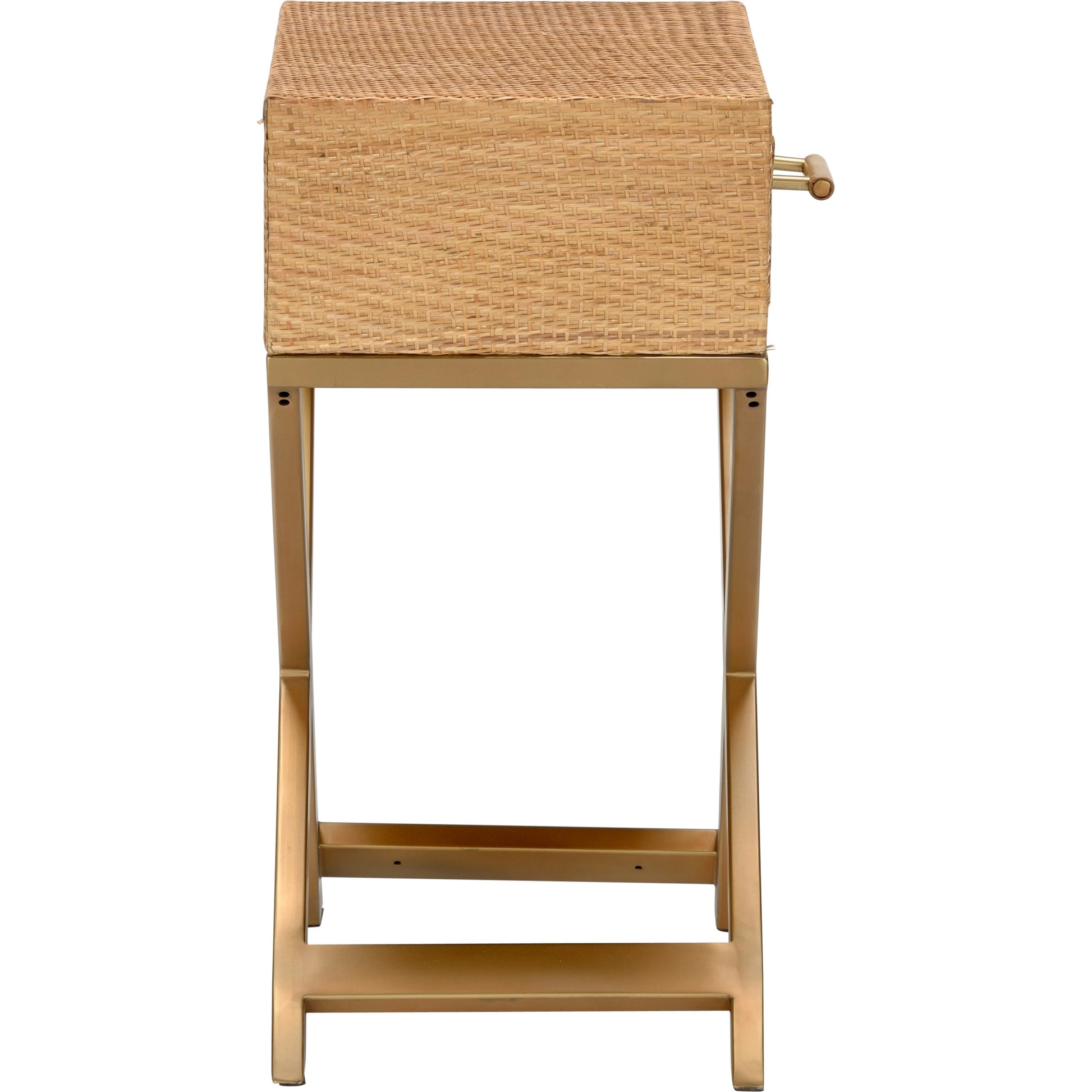 Vieux Carre End Table by Wildwood in natural, clear, bronze. Made from wood/woven rattan/glass in a cottage & farmhouse style.