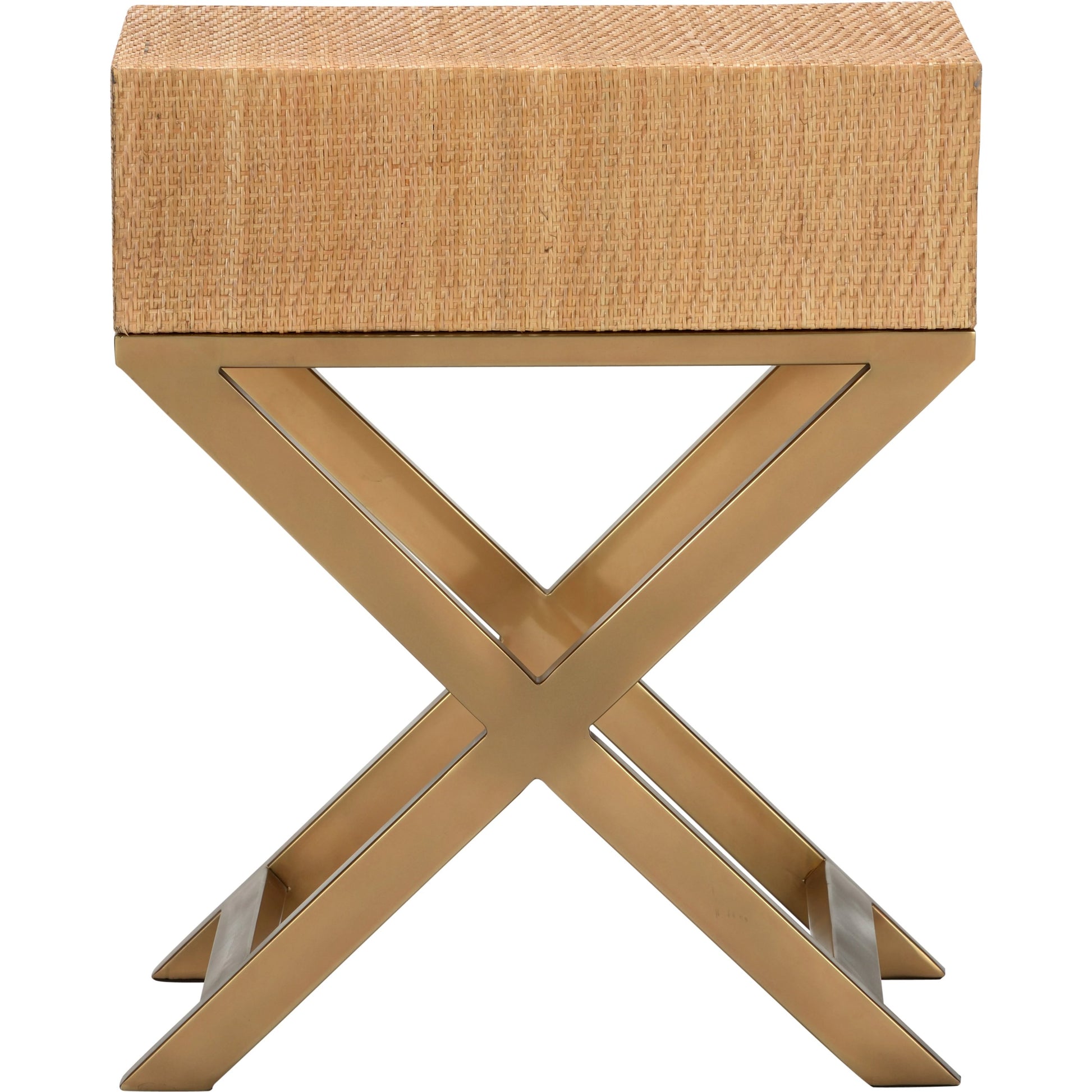 Vieux Carre End Table by Wildwood in natural, clear, bronze. Made from wood/woven rattan/glass in a cottage & farmhouse style.