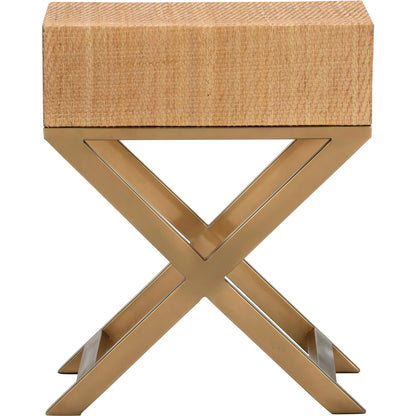 Vieux Carre End Table by Wildwood in natural, clear, bronze. Made from wood/woven rattan/glass in a cottage & farmhouse style.