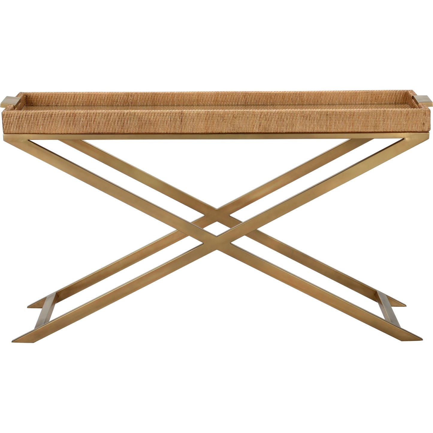 002 SI-2106179 | Additional Silo | Vieux Carre Console by Wildwood in natural, clear, bronze. Made from wood/woven cane/glass in a modern style.