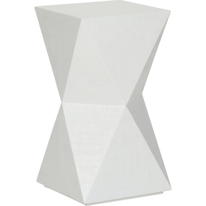 Stravos Spot Table by Wildwood in white. Made from wood/raffia in a modern style.