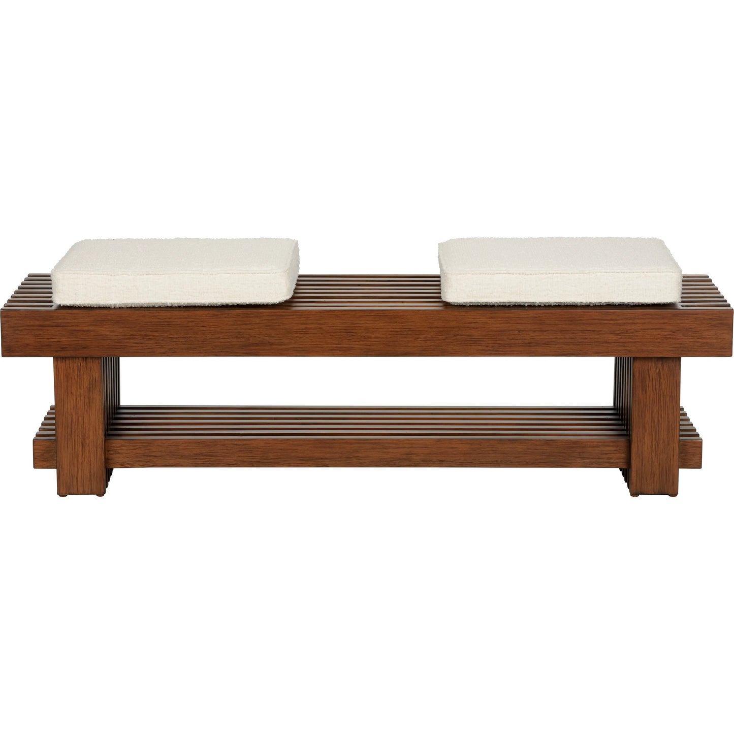 002 SI-2335224 | Additional Silo | Maki Bench by Wildwood in brown and walnut, natural. Made from wood, boucle fabric in a transitional style.