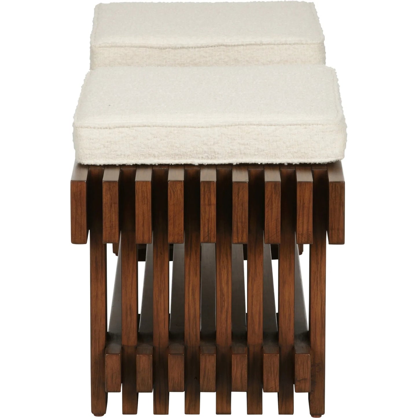 003 SI-2335224 | Additional Silo | Maki Bench by Wildwood in brown and walnut, natural. Made from wood, boucle fabric in a transitional style.