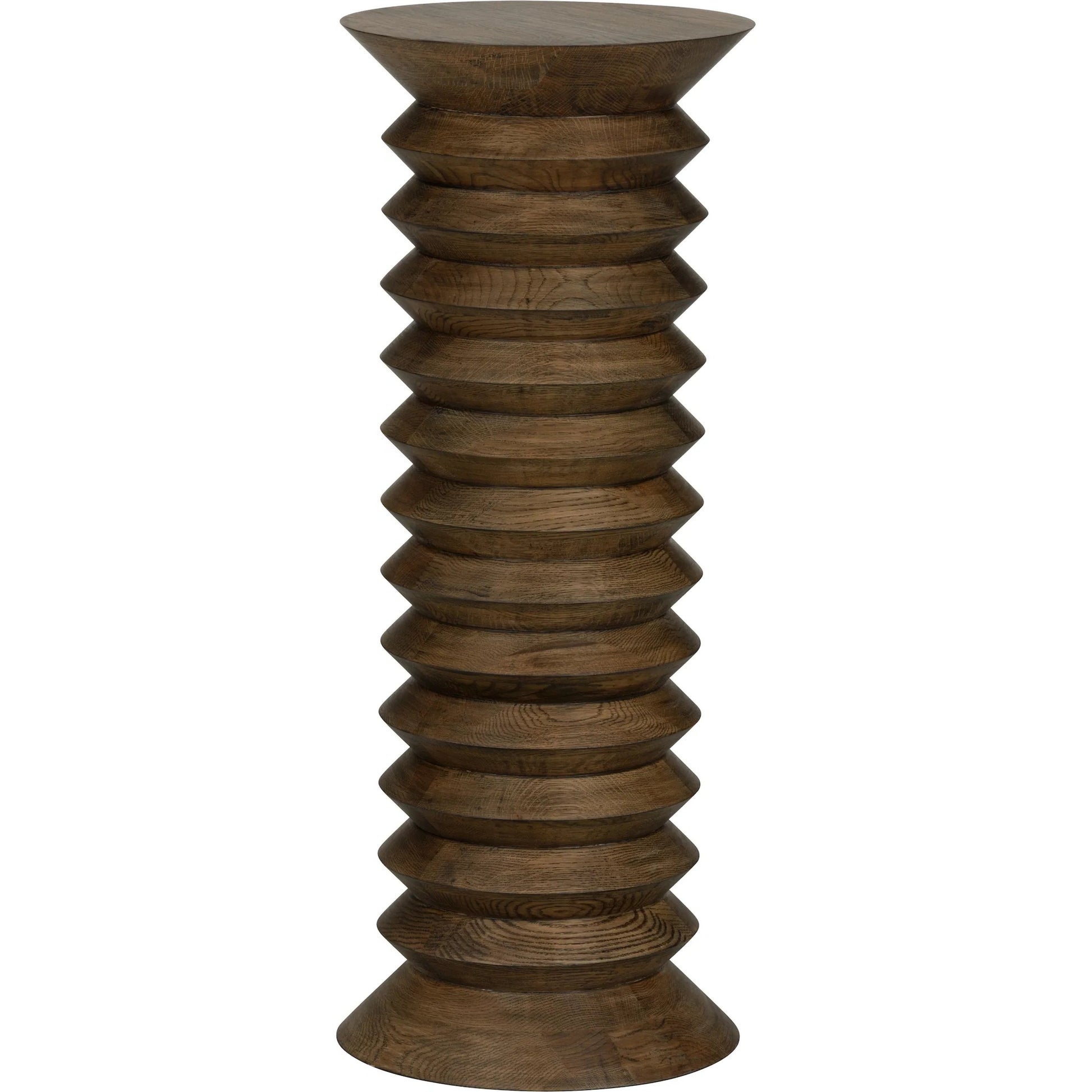 Stax Pedestal by Wildwood in brown and driftwood. Made from unique in a unique style.