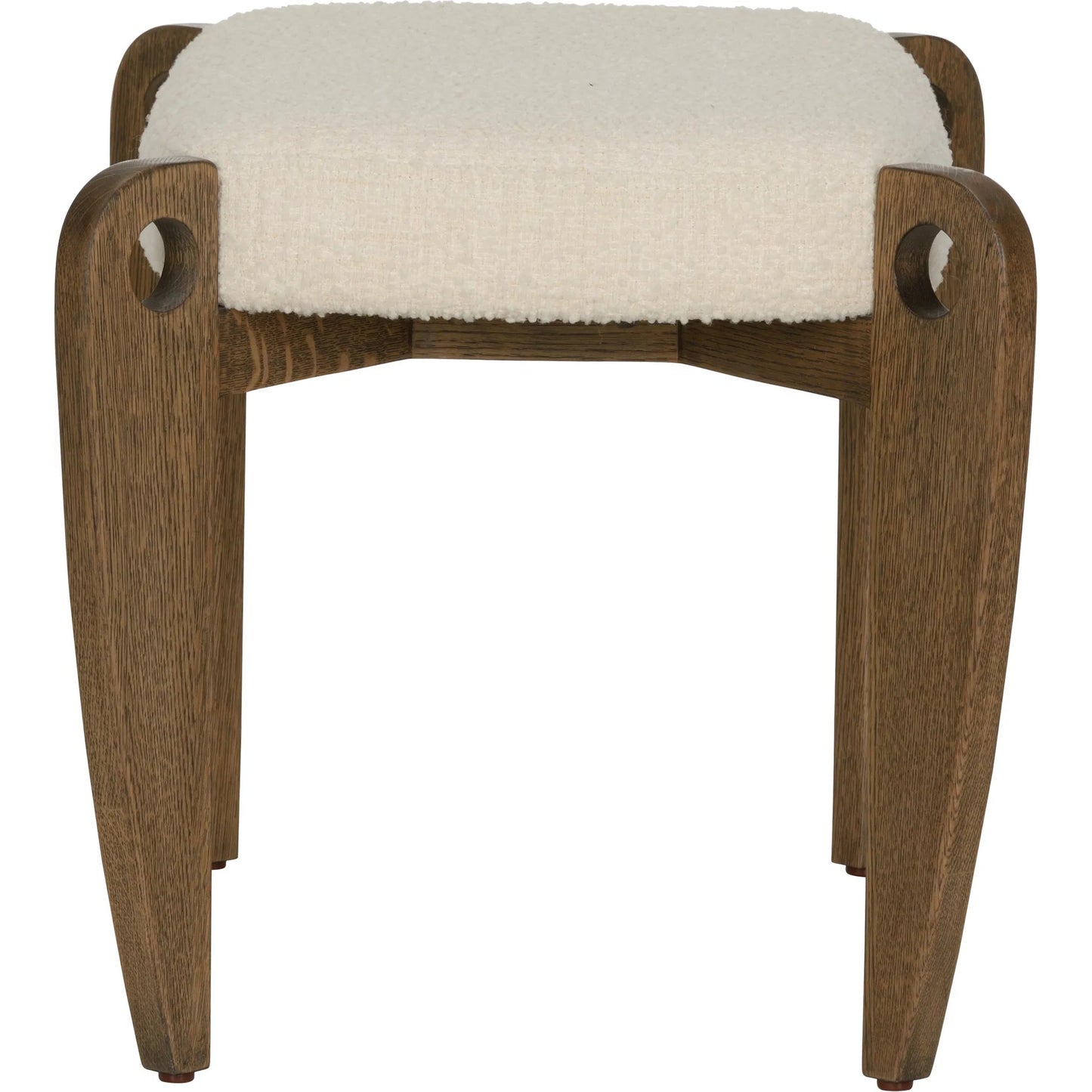 002 SI-2335154 | Additional Silo | Eyelet Vanity Stool by Wildwood in white, cream, brown and driftwood, white boucle. Made from unique in a transitional style.