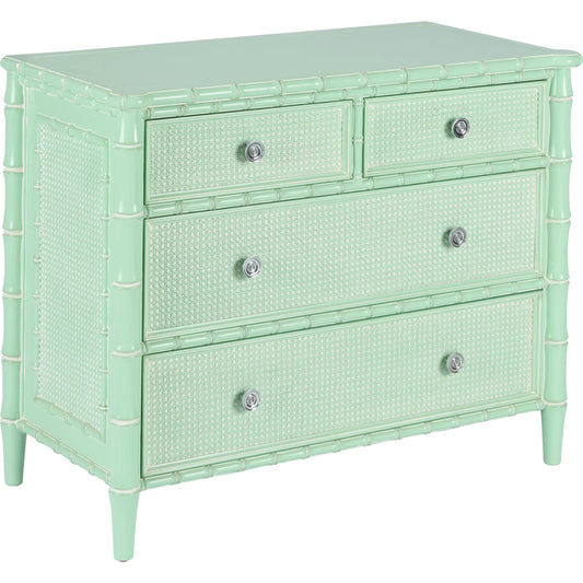 Gutshall Chest by Wildwood in blue and seafoam, white glaze, satin nickel. Made from unique in a unique style.