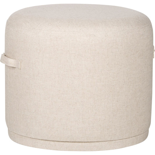 Ellery Ottoman by Wildwood in tan linen. Made from unique in a unique style.