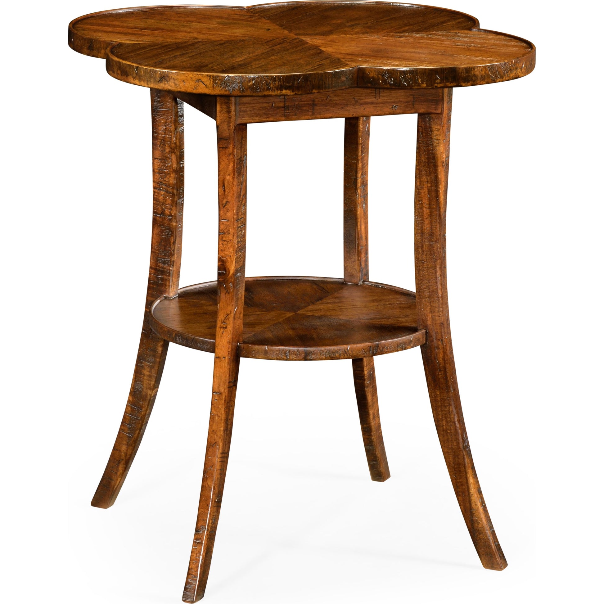 Casual Accents Country Walnut Quatrefoil Accent Table by Jonathan Charles. Made from acacia in a traditional style.