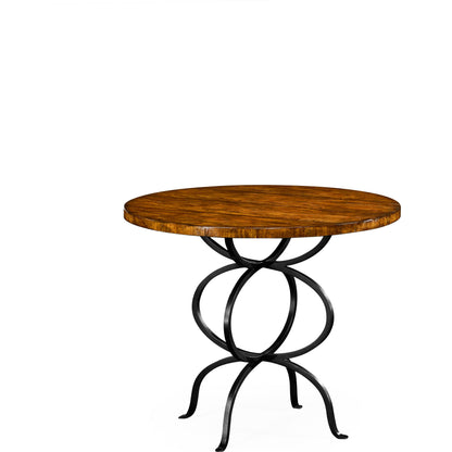 Casually Country Collection Bistro Round Centre Table by Jonathan Charles in brown and country farmhouse walnut. Made from acacia in a rustic style.