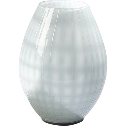 Cased Glass Grid Vase by Global Views in blue, gray. Made from artglass in a modern style.