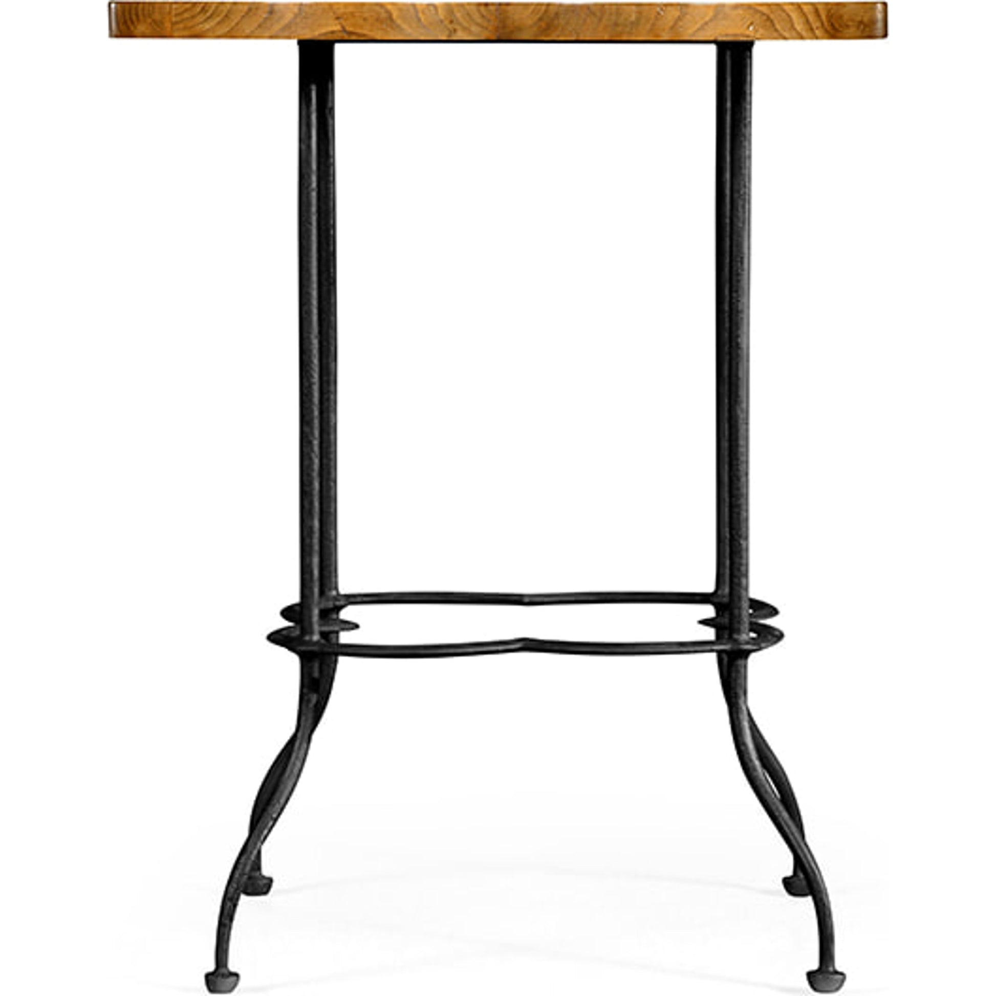 Casual Accents End Table by Jonathan Charles in brown and light brown chestnut. Made from iron in a rustic style.