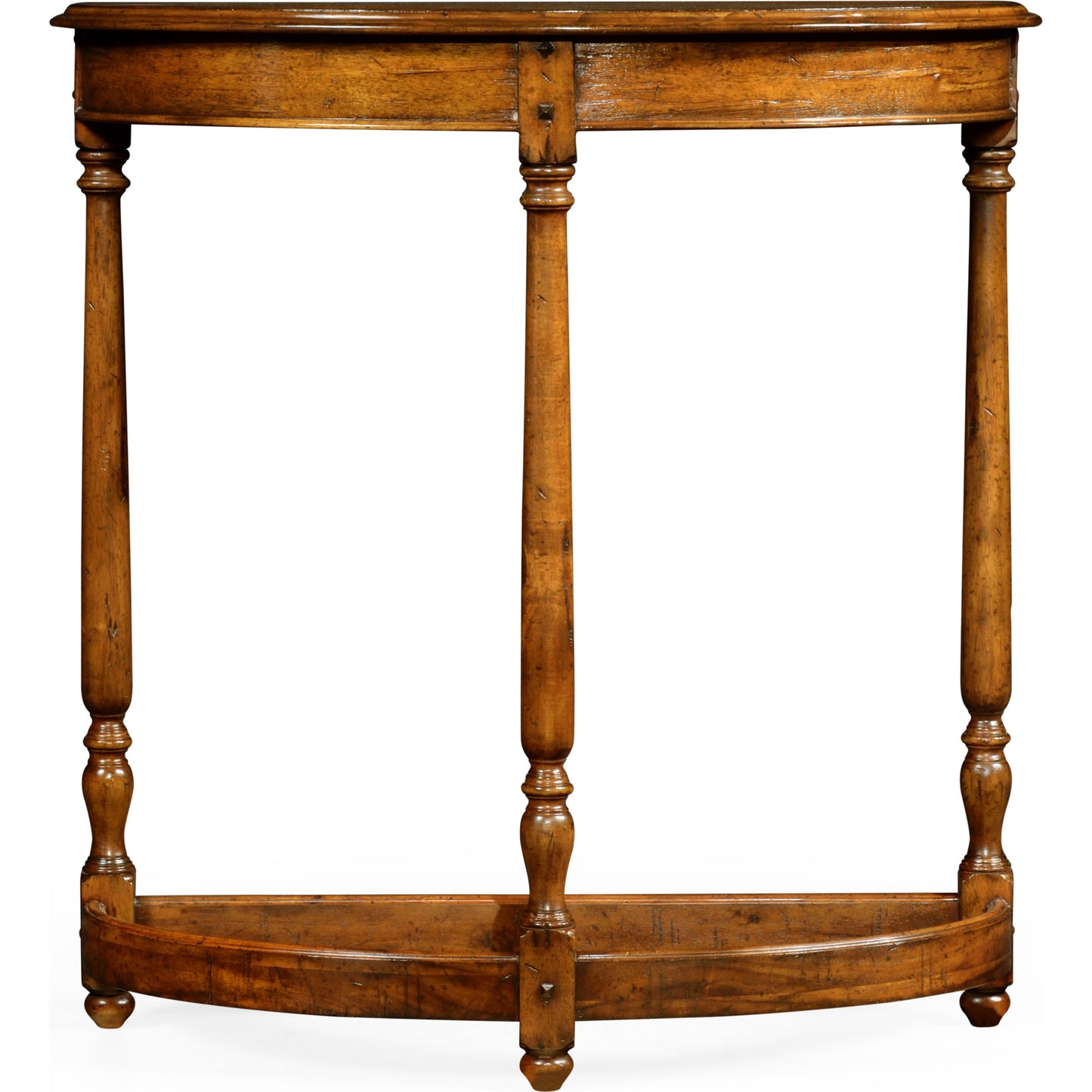 003 SR-846257 | Additional Silo | Casually Country Walnut Demilune Console Table by Jonathan Charles in country farmhouse walnut. Made from acacia in a traditional style.