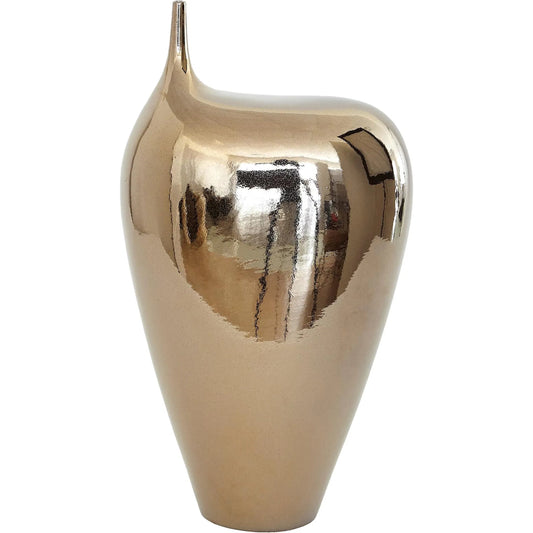 Offset Neck Object by Global Views in bronze crackle. Made from earthenware in a modern style.