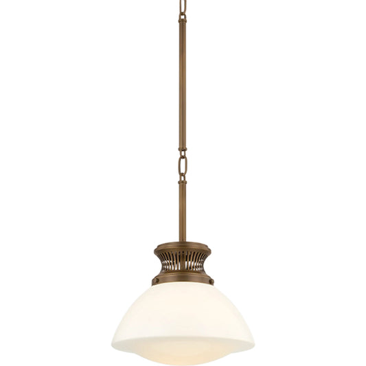 Bruceville Pendant by Hudson Valley in historic bronze. Made from glass in a unique style.