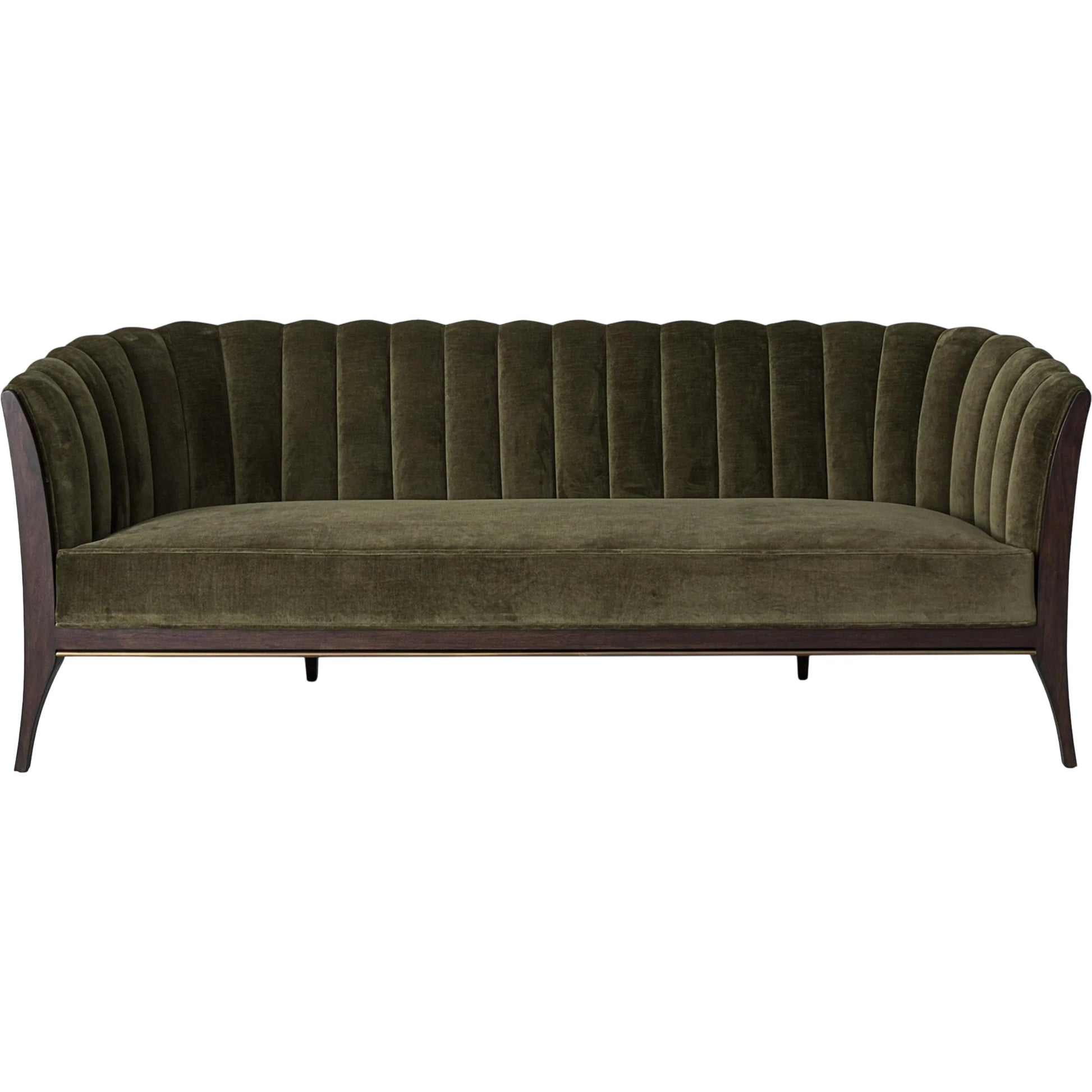 Channel Back Sofa by Global Views. Made from solid walnut, fabric, wood, 100% cotton, double rub: 50,000 in a modern style.