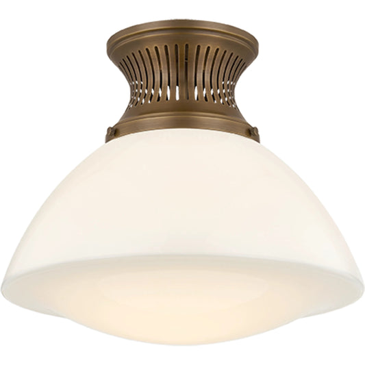 Bruceville Flush Mount by Hudson Valley in historic bronze. Made from glass in a unique style.
