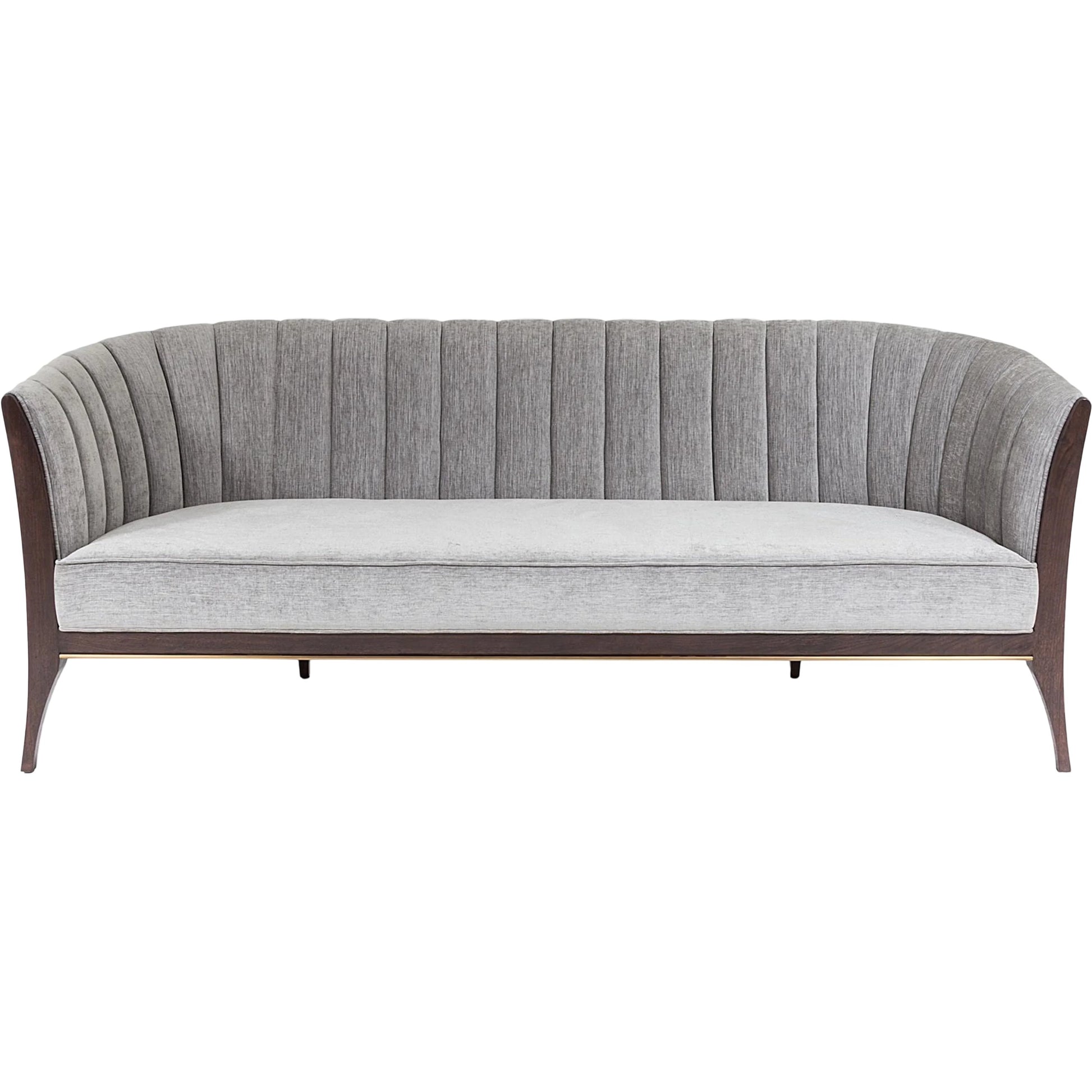 Channel Back Sofa by Global Views. Made from solid walnut, fabric, wood, 100% cotton, double rub: 50,000 in a modern style.