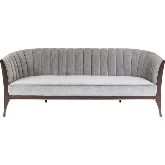 Channel Back Sofa by Global Views. Made from solid walnut, fabric, wood, 100% cotton, double rub: 50,000 in a modern style.