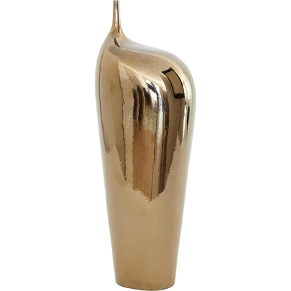 Offset Neck Object by Global Views in bronze crackle. Made from earthenware in a modern style.