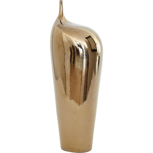 Offset Neck Object by Global Views in bronze crackle. Made from earthenware in a modern style.