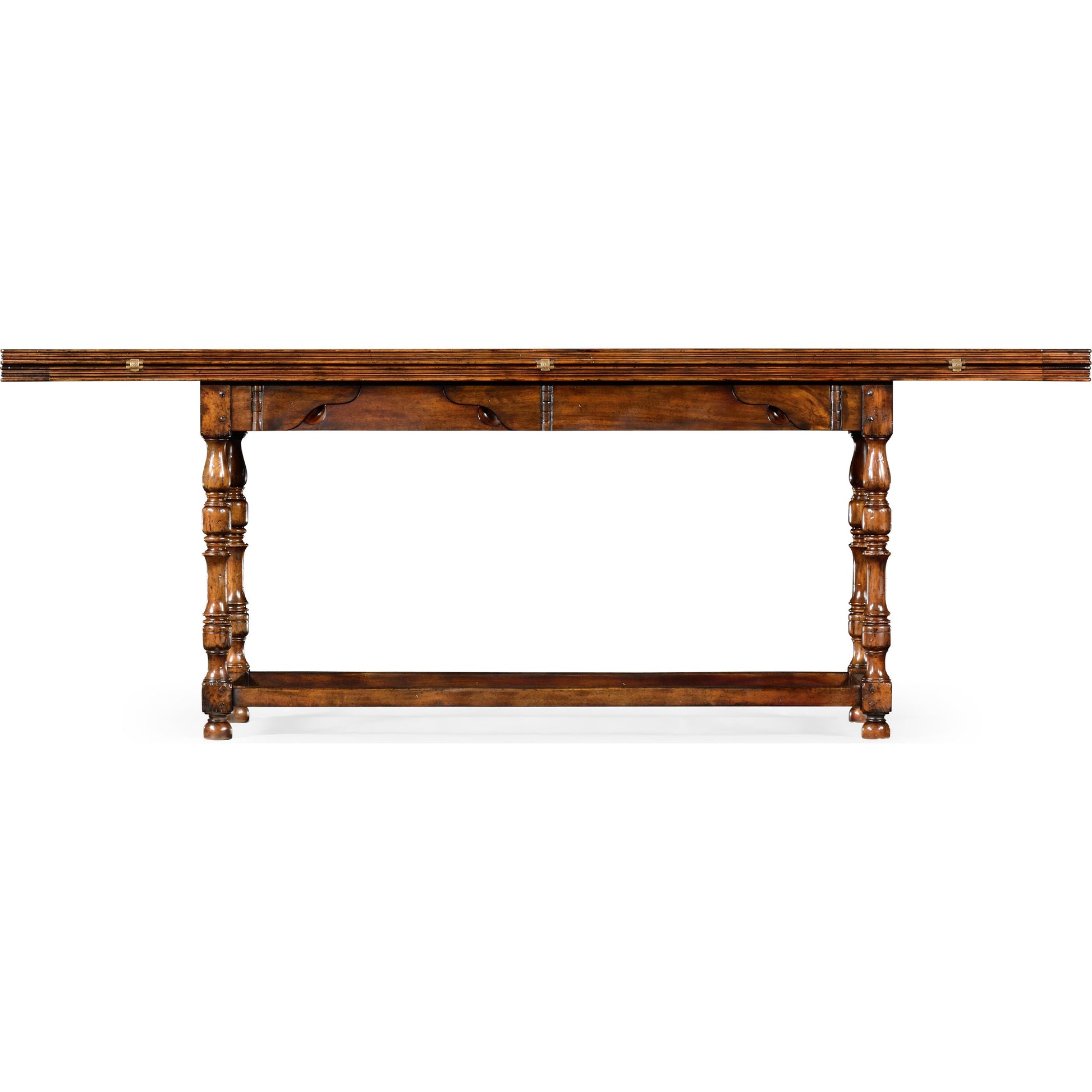 Casual Accents Small Walnut Hunt Table by Jonathan Charles in brown and medium walnut country distressed. Made from acacia in a traditional style.