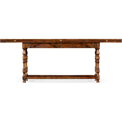 Casual Accents Small Walnut Hunt Table by Jonathan Charles in brown and medium walnut country distressed. Made from acacia in a traditional style.