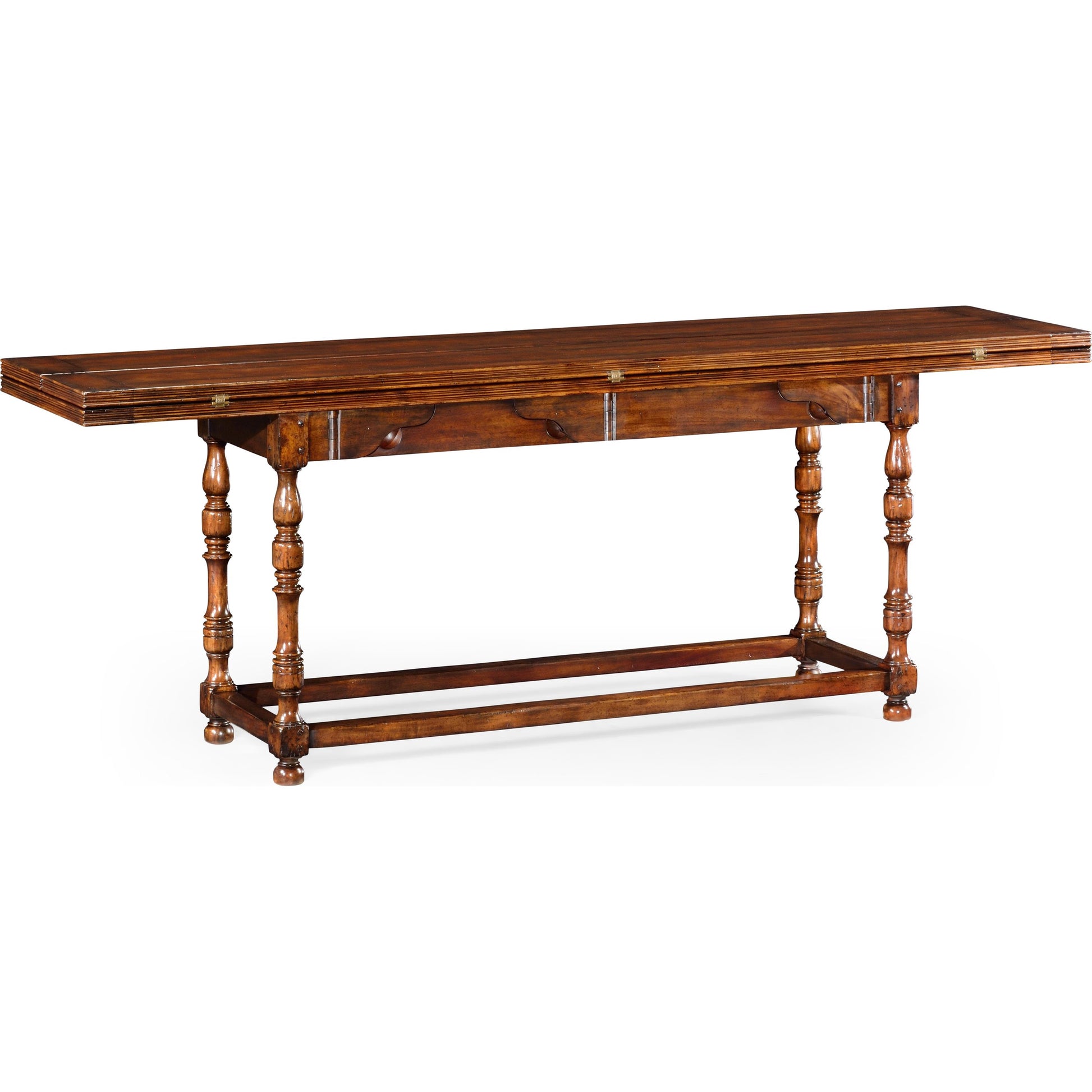 Casual Accents Small Walnut Hunt Table by Jonathan Charles in brown and medium walnut country distressed. Made from acacia in a traditional style.