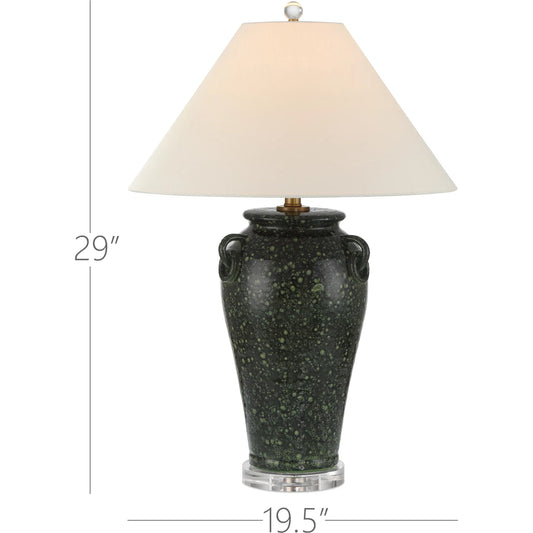 Junko Table Lamp by Currey and Company in green, clear. Made from terracotta, optic crystal in a unique style.
