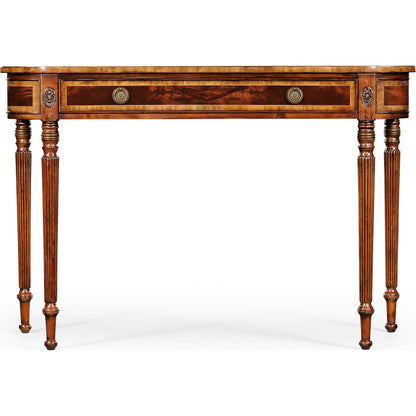 Buckingham Classic Regency Style Bleached Mahogany Console Table by Jonathan Charles in brown and bleached mahogany. Made from acacia in a traditional style.
