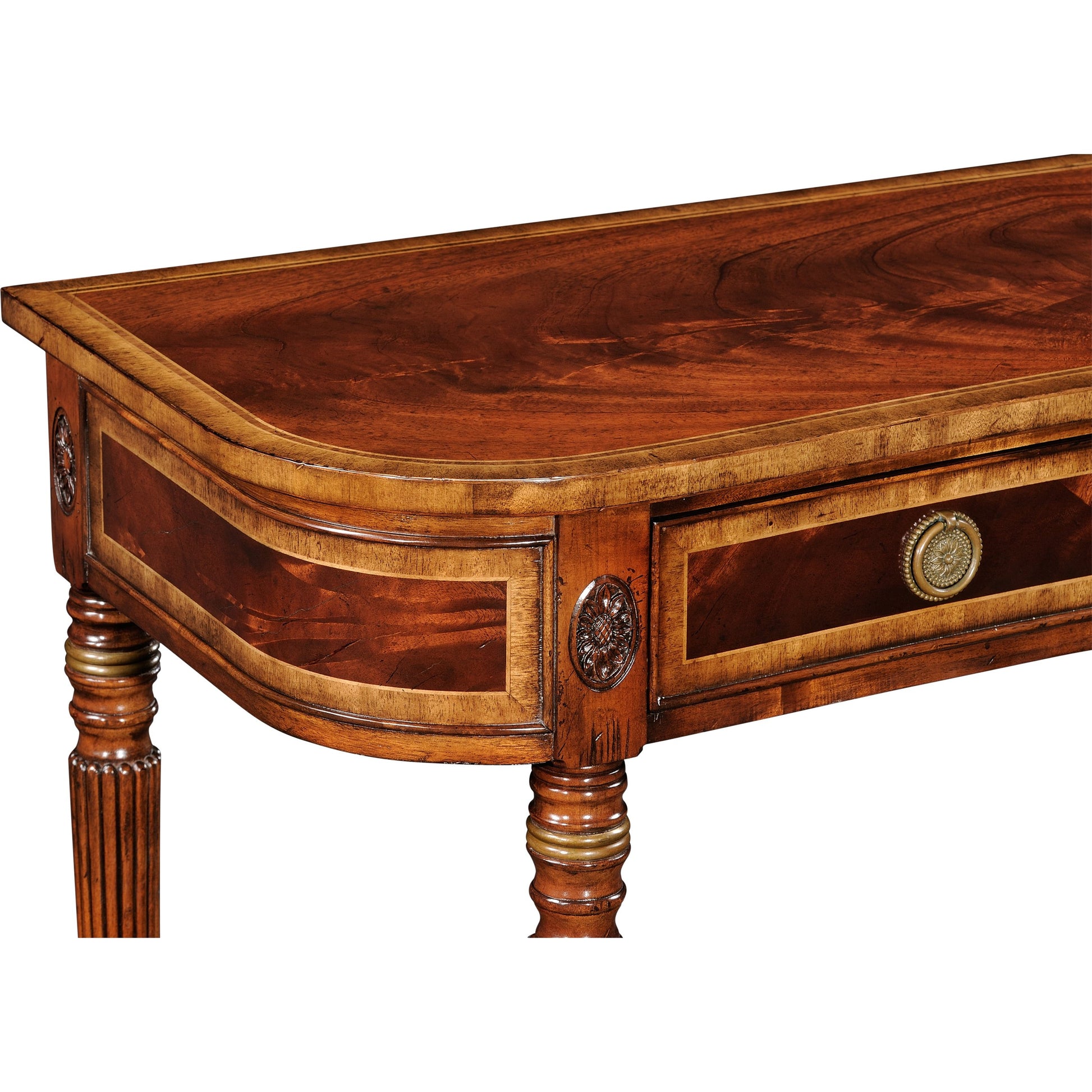 Buckingham Classic Regency Style Bleached Mahogany Console Table by Jonathan Charles in brown and bleached mahogany. Made from acacia in a traditional style.