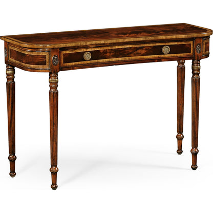 Buckingham Classic Regency Style Bleached Mahogany Console Table by Jonathan Charles in brown and bleached mahogany. Made from acacia in a traditional style.