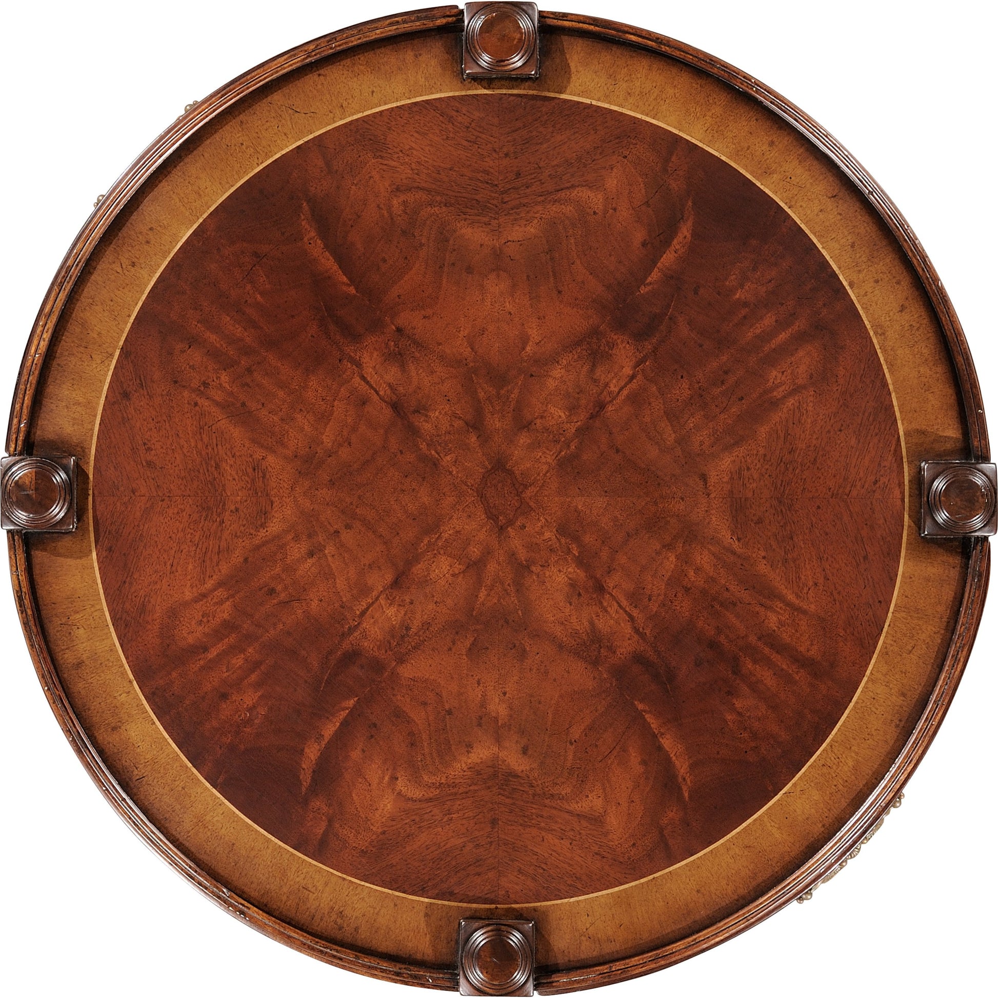 Regency Mahogany Round Side Table by Jonathan Charles in brown and medium antique mahogany. Made from acacia in a traditional style.