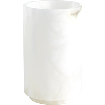 Alabaster Cylinder Vase by Global Views in white. Made from alabaster in a modern style.