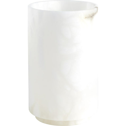 Alabaster Cylinder Vase by Global Views in white. Made from alabaster in a modern style.