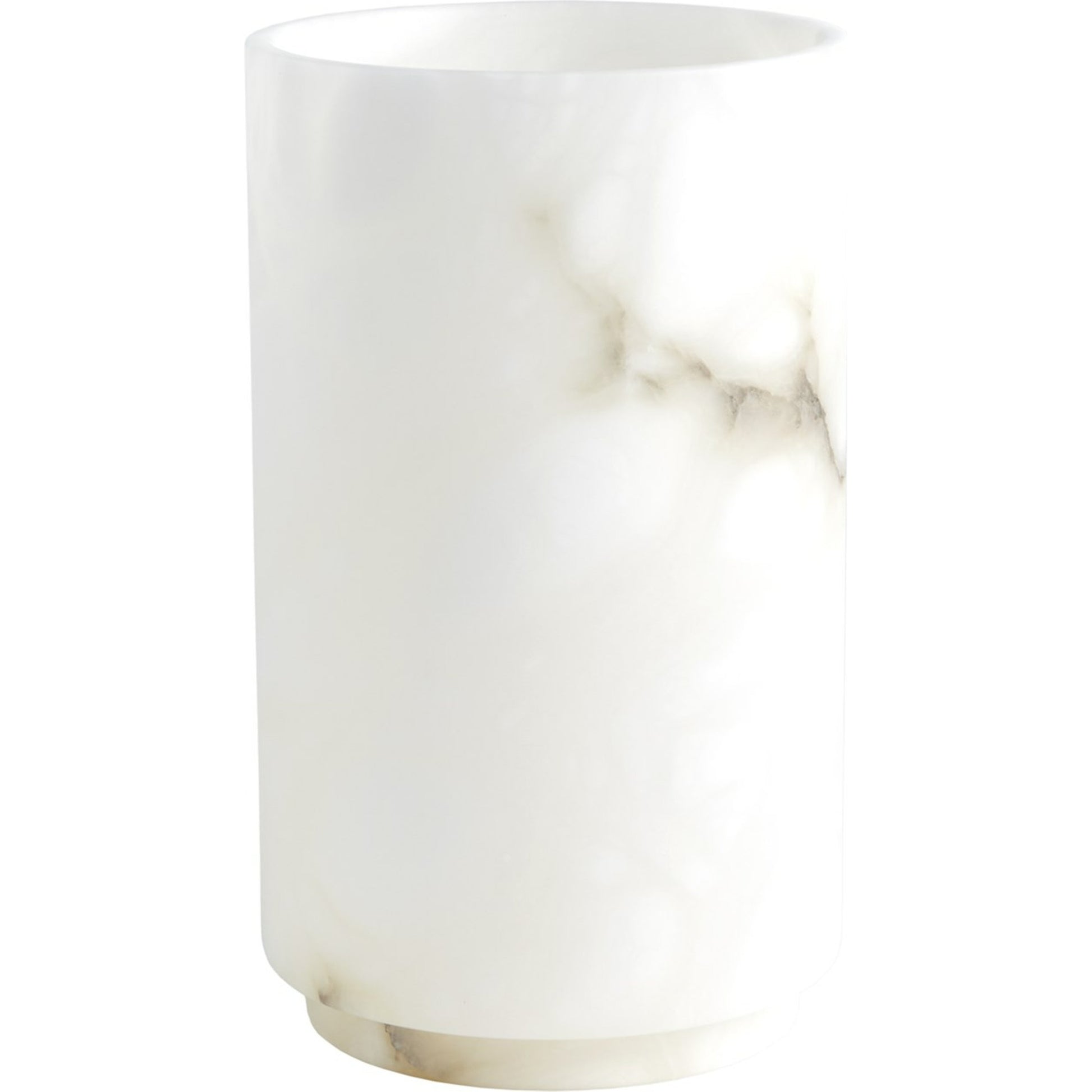Alabaster Cylinder Vase by Global Views in white. Made from alabaster in a modern style.