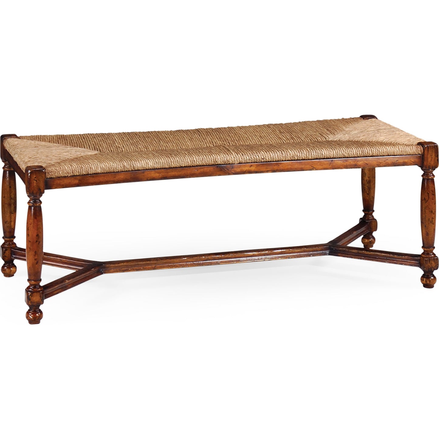 001 SR-846536 | Primary Silo | Buckingham Rush Seat Stool by Jonathan Charles in medium walnut. Made from acacia in a cottage & farmhouse style.