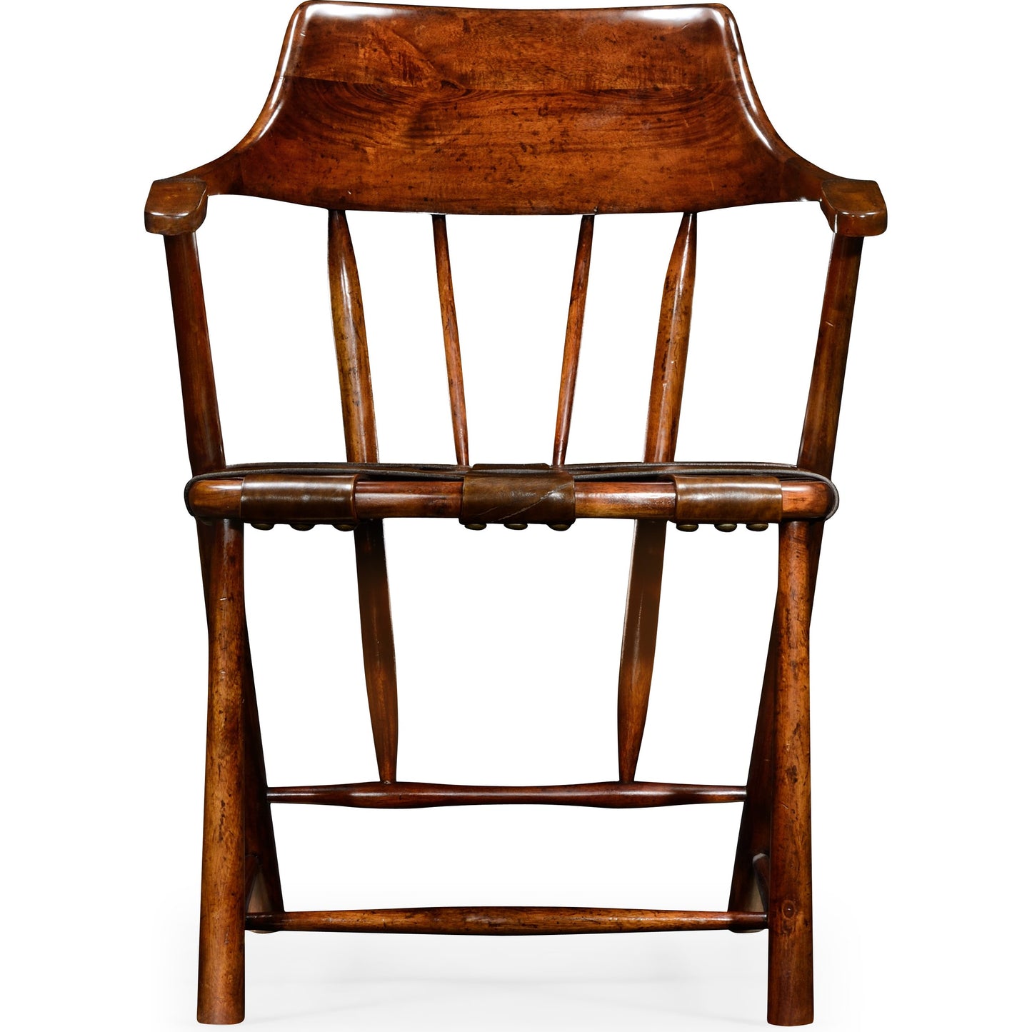 002 SR-846552 | Additional Silo | Curated Walnut Smokers Armchair with Leather Seat by Jonathan Charles in brown and medium walnut. Made from acacia in a cottage & farmhouse style.