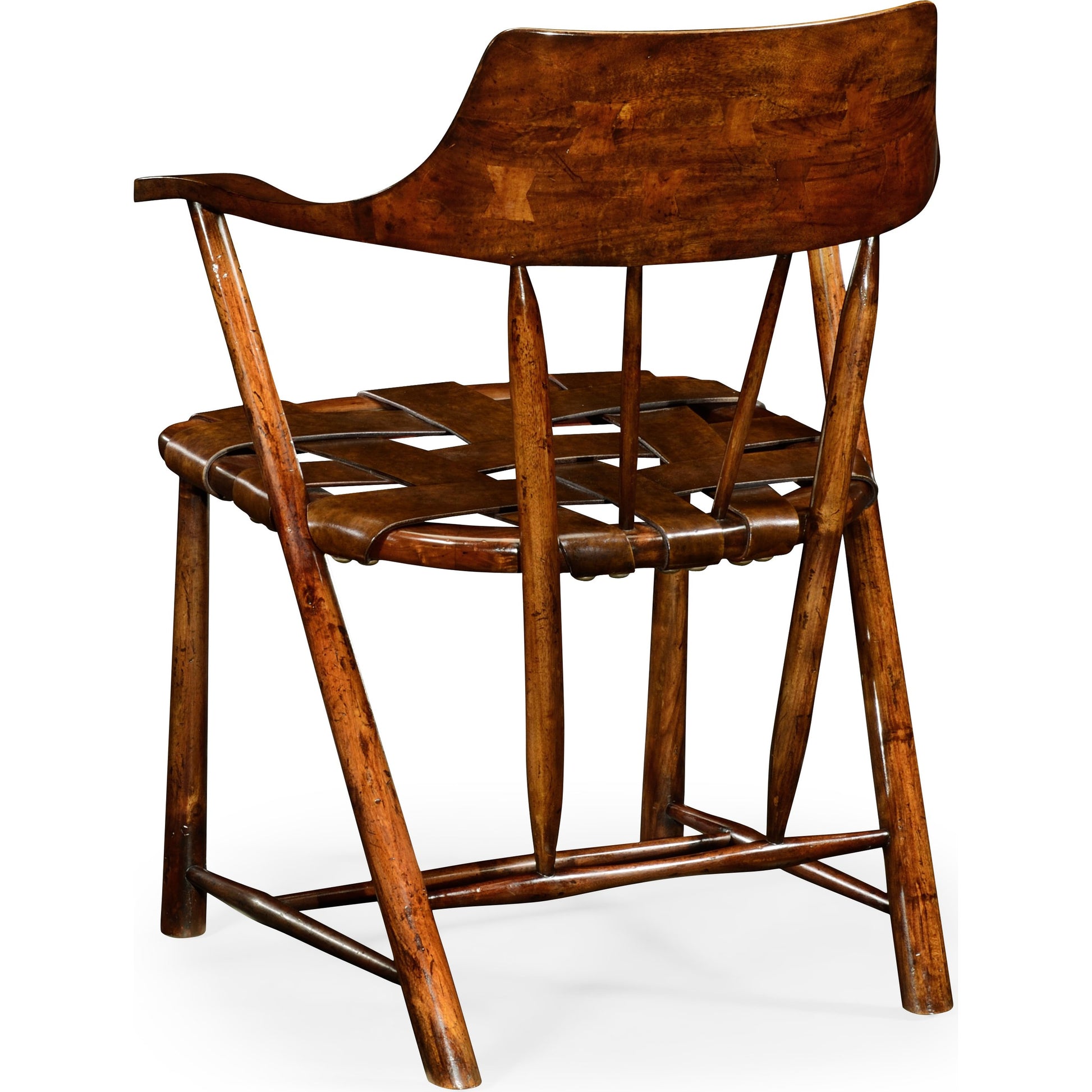 Curated Walnut Smokers Armchair with Leather Seat by Jonathan Charles in brown and medium walnut. Made from acacia in a cottage & farmhouse style.