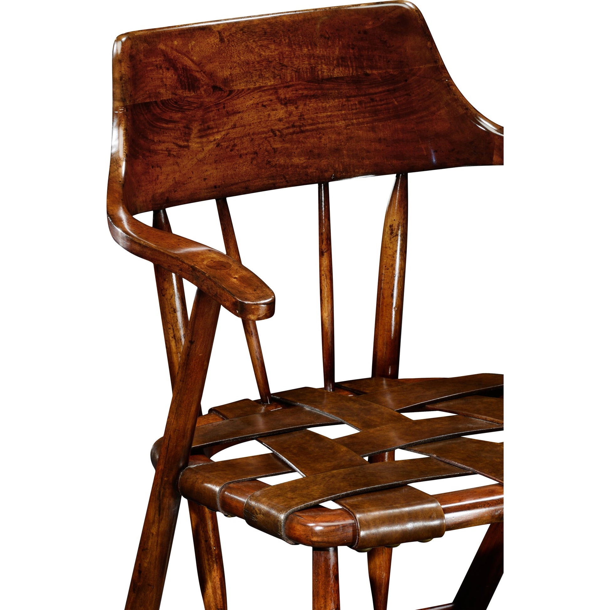 Curated Walnut Smokers Armchair with Leather Seat by Jonathan Charles in brown and medium walnut. Made from acacia in a cottage & farmhouse style.