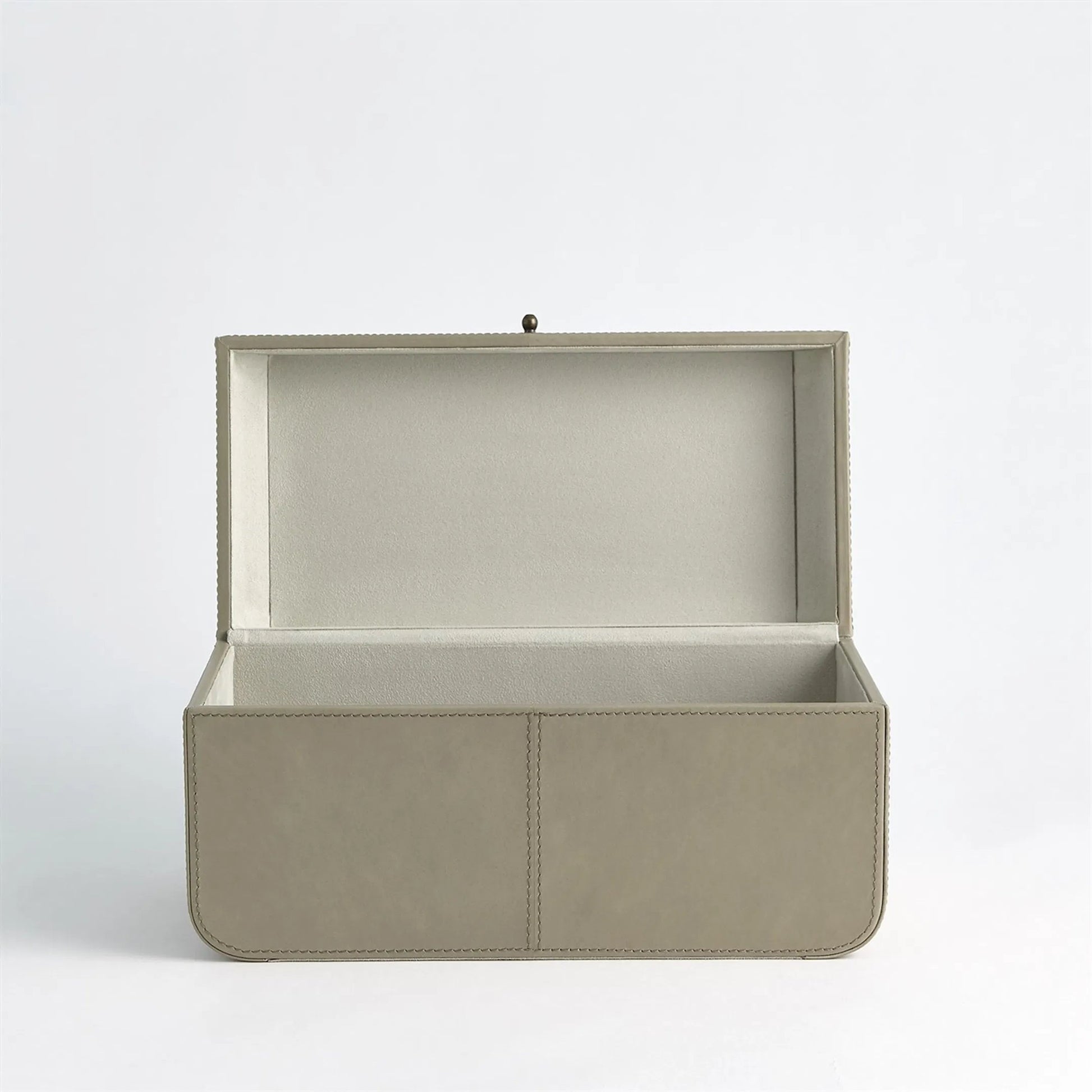 Curved Corner Box by Global Views. Made from mdf, leather, polysuede lining in a eclectic & global style.