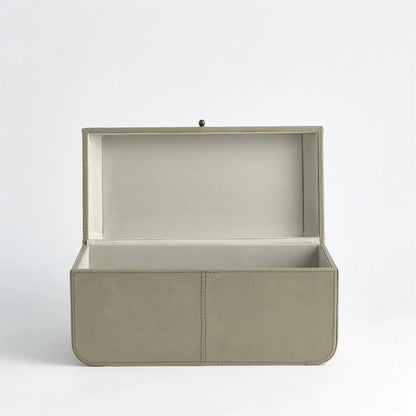 Curved Corner Box by Global Views. Made from mdf, leather, polysuede lining in a eclectic & global style.