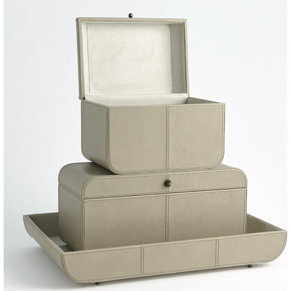 Curved Corner Tray by Global Views. Made from mdf, leather, polysuede lining in a modern style.