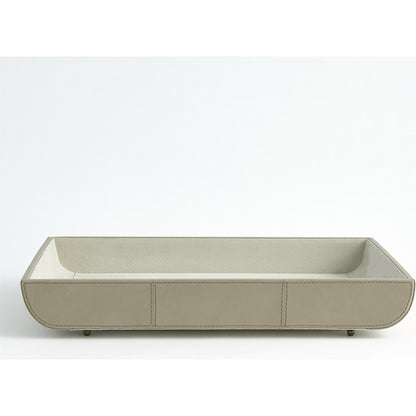 Curved Corner Tray by Global Views. Made from mdf, leather, polysuede lining in a modern style.