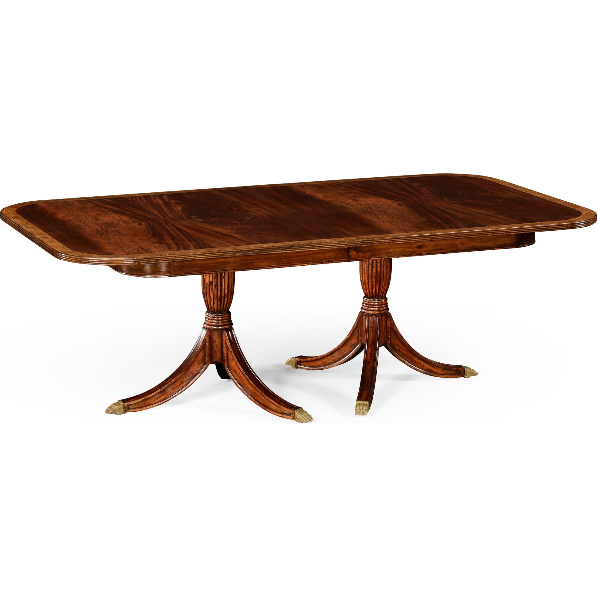 Windsor Regency Two-Leaf Mahogany Dining Table by Jonathan Charles in brown and medium antique mahogany. Made from acacia in a traditional style.