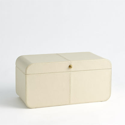 Curved Corner Box by Global Views. Made from mdf, leather, polysuede lining in a eclectic & global style.