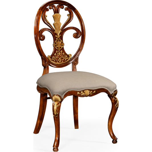 001 SR-847525 | Additional Silo | Windsor Sheraton Style Oval Back Side Chair by Jonathan Charles in medium walnut. Made from acacia in a traditional style.