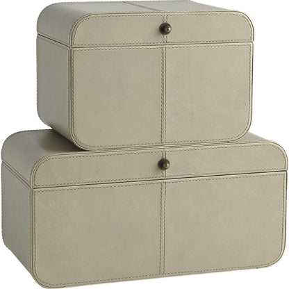 Curved Corner Box by Global Views. Made from mdf, leather, polysuede lining in a eclectic & global style.