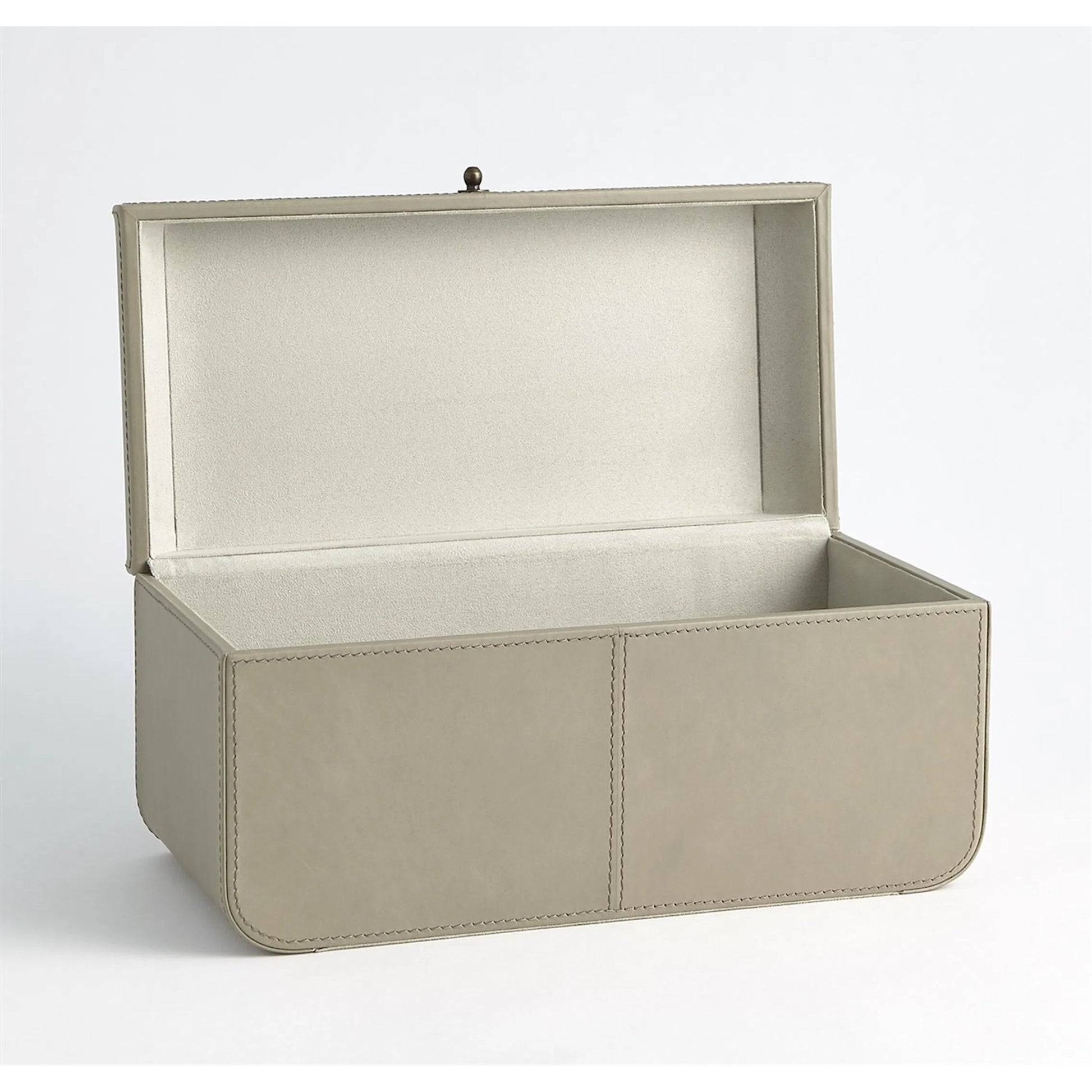Curved Corner Box by Global Views. Made from mdf, leather, polysuede lining in a eclectic & global style.