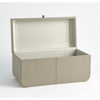 Curved Corner Box by Global Views. Made from mdf, leather, polysuede lining in a eclectic & global style.