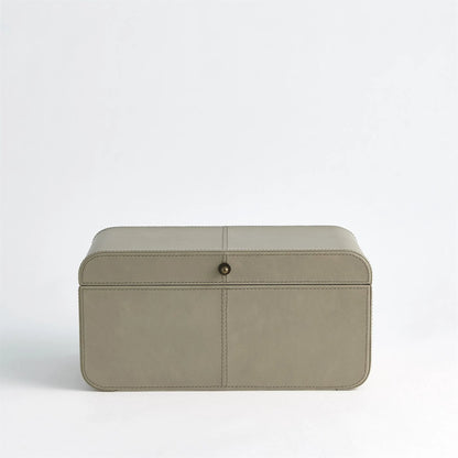 Curved Corner Box by Global Views. Made from mdf, leather, polysuede lining in a eclectic & global style.